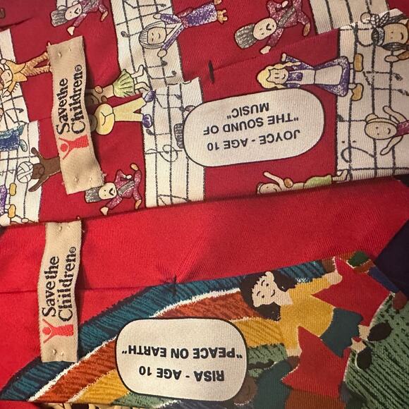 Save the Children 100% Silk, Made in USA Ties X 2. Designed by Children. READ - Picture 5 of 10